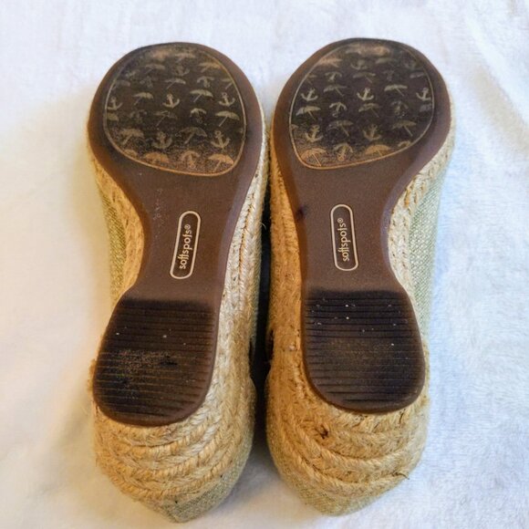 Softspots Aden Sand & Cream Peep Toe Espadrilles Size 6W - Picture 5 of 10